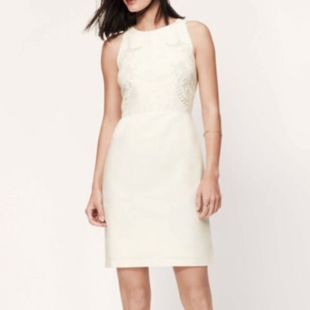 LOFT White Linen and Lace dress